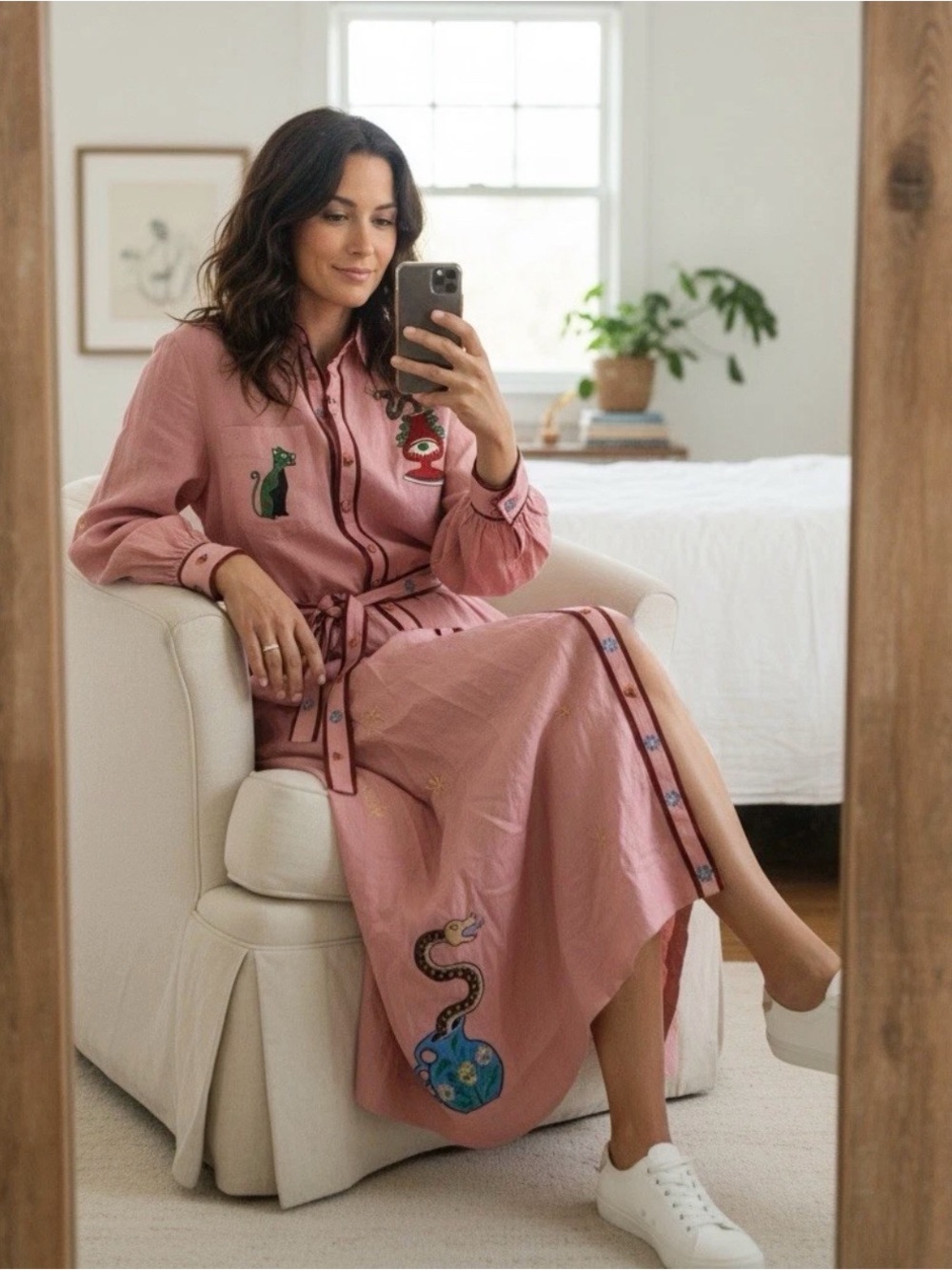 Alemais Timmy Shirt Embroidered Linen Dress Size US2